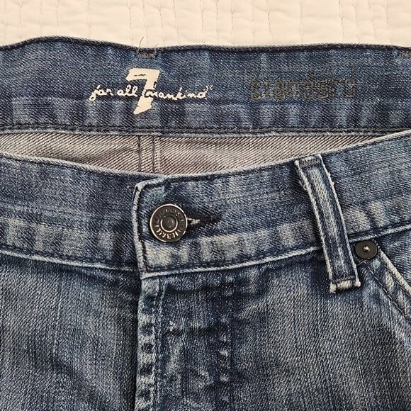7 For All Mankind Standard Jeans Men's 38x34 Med Wash Button Fly Relaxed EUC - Picture 11 of 16